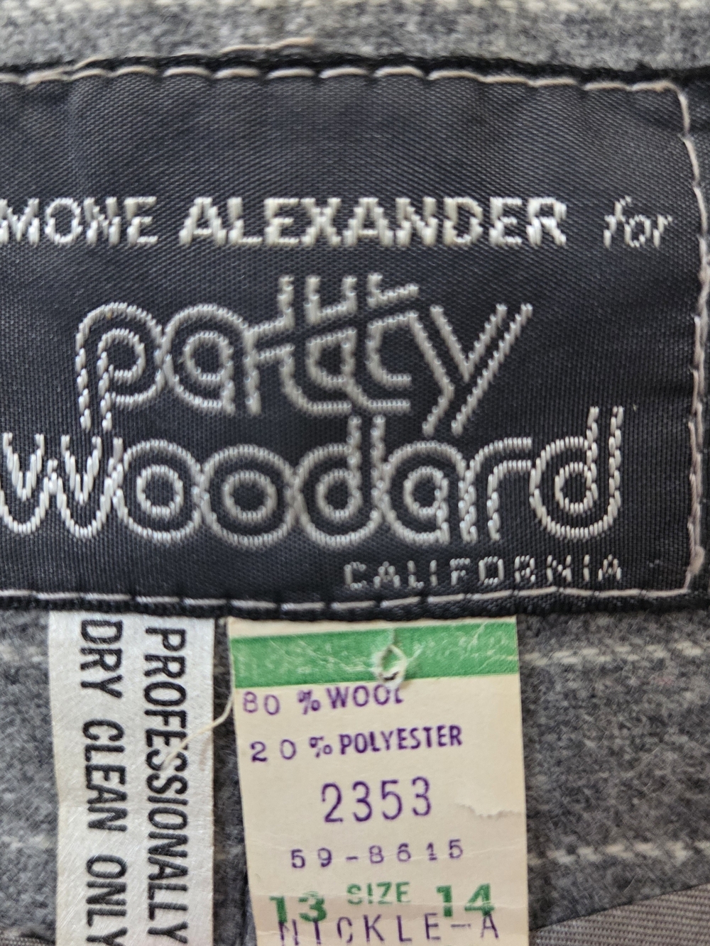 Wool Vintage Simone Alexander Betty Woodard Pinstripe Skirt Suit Set Grey - Picture 7 of 7